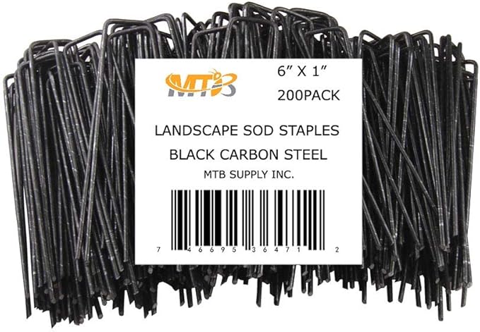 200 Pack 6x1 inch 11GA(0.12inch) Landscape Staples Garden Stakes Fence Netting Pins Ground Spikes Sod Cover Fabric Pegs Steel Uncoated