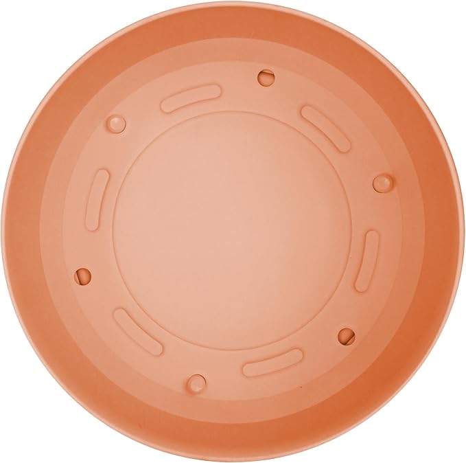Bloem Mathers Round Planter with Saucer Tray: 12" - Terra Cotta - Modern Design, Durable Plastic Pot, Removable Saucer, for Indoor & Outdoor Use, Gardening, 5.8 Gallon Capacity