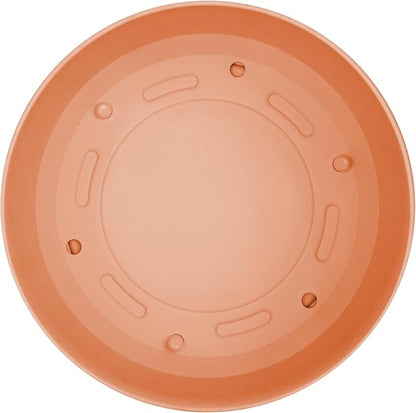 Bloem Mathers 10" Muted Terra Cotta Round Modern Resin Garden Planter Pot with Drainage Holes and Removable Saucer Tray Included
