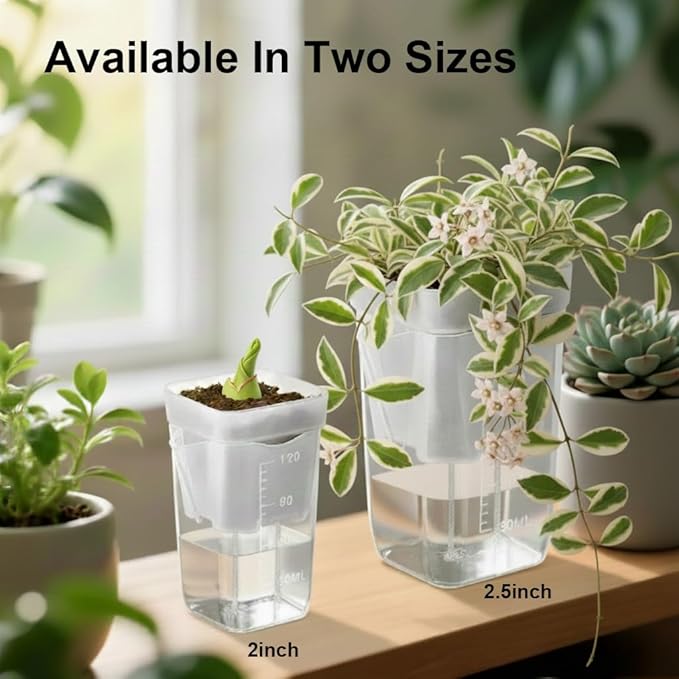 15 Pack 2 inch small self watering pots for indoor plants,semi hydroponic pots for leca and pon,clear plastic plant pot for propagation,seedling,cutting and African violet (muti-color, 2 inch)