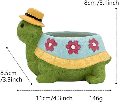 EOBTAIN Cute Turtle Planter for Indoor Plants Green Animal Garden Succulent Pots Unique Resin Cactus Pot with Drainage Hole Plant Containers Flowerpot for Home Office Desktop Decor Gifts for Women