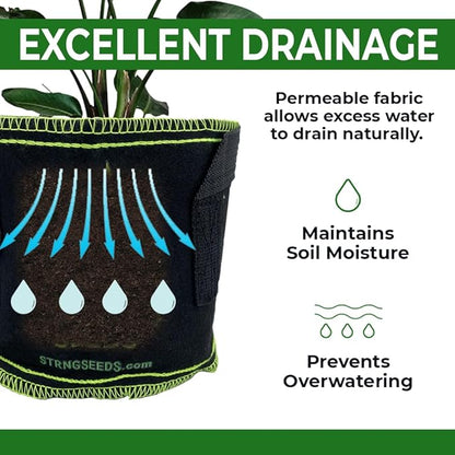 Heavy Duty Grow Bags - 1 Gallon Fabric Pots with Woven Handles - Breathable and Durable Planter Bags for Vegetables, Flowers, and Herbs (20 Pack Bundle)
