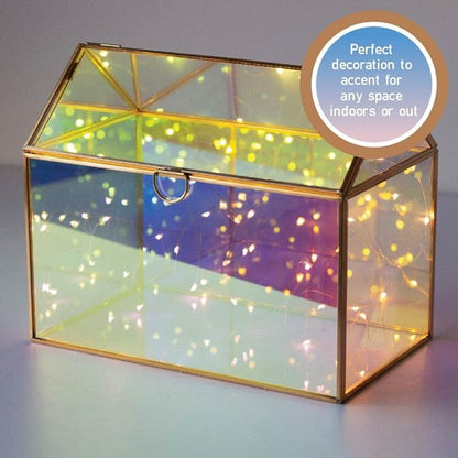 D'Eco Iridescent Glass House Centerpiece (10x6x8) - Table Planter Terrarium - Valentine's Day Home Decor & Wedding Letterbox - Fill with Succulents, Moss, Roses & Chocolates - Valentines Gift for Her