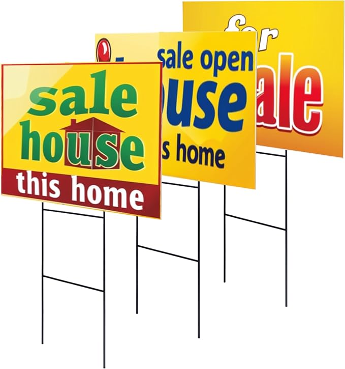 25 Pack H Frame Yard Stakes Metal, 16.5x7 Inch H Stakes for Signs, Holder, Lawn Wire for Ground, Corrugated Plastic, Blank Posts, Estate Garage Sale