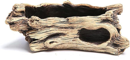 DIYOMR Cement Driftwood Planter Pots Imitation Stump Log Concrete Flower Succulent Pot/Container (7.7" L x 3.7" W x 3.1" H,Undertint)
