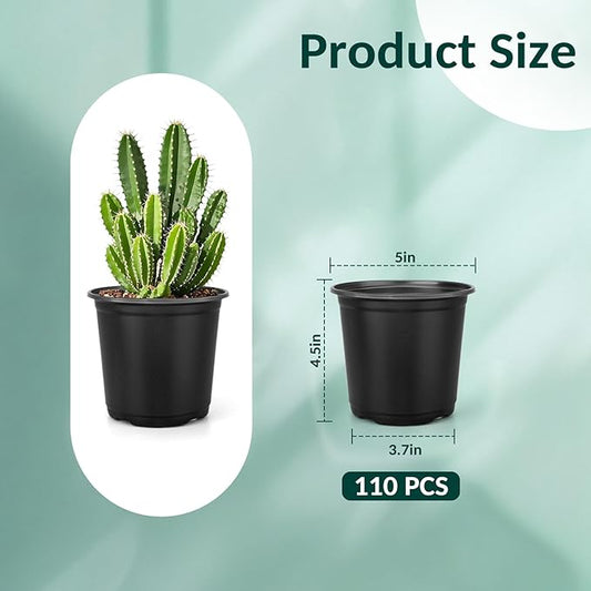 110pcs Small Plastic Palnt Pot, 4 Inch Nursery Pots with Drainage, Seedlings Starter Pots for Plants, Great for Herbs, Cuttings, and Starter Plants (5 inch)