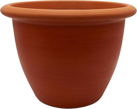 The HC Companies Sevilla Flower Planters - Durable Outdoor & Indoor Planter - Round Lightweight Self Watering Plant Pots for Herbs & More (16" Sunset Terra Cotta, Pack of 1)