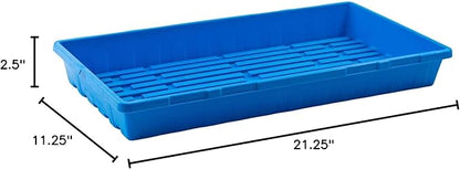 Bootstrap Farmer 1020 Trays, Blue Extra Strength No Hole, 10 Pack, Seedling Tray for Growing Microgreens, Wheatgrass Seeds, Hydroponic Germination, Fodder System