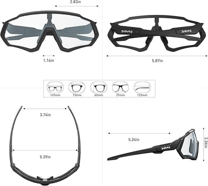 KAPVOE Photochromic Cycling Glasses Men Women Mountain Bike Sunglasses Clear MTB Bicycle Riding - K9408