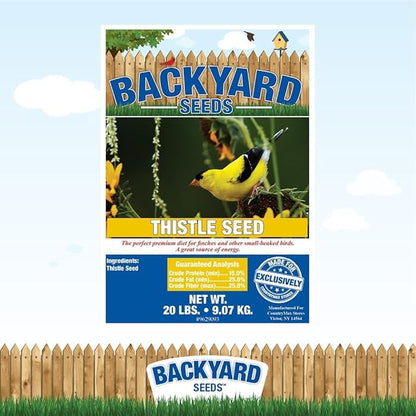 CountryMax Nyjer Thistle Seed for Finches 20lbs - Premium Nyjer Bird Seed for Outside Feeders, Large Bulk Bag of Wild Bird Food