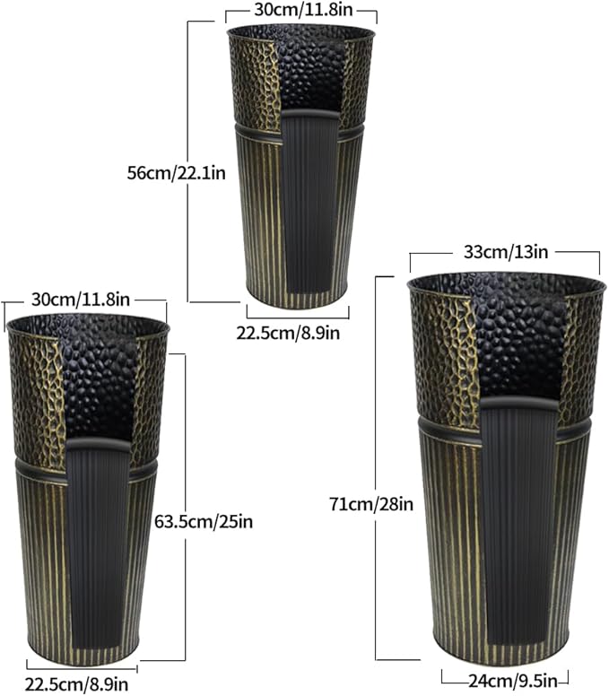 2 Pcs Pack 22 Inches Metal Tall Tapered Planter Pots Large Galvanized Steel Round Planter Flower Pot with Drainage Holes for Indoor Outdoor Deck Porch Garden Home Patio Front Door (Antique Bronze, S)