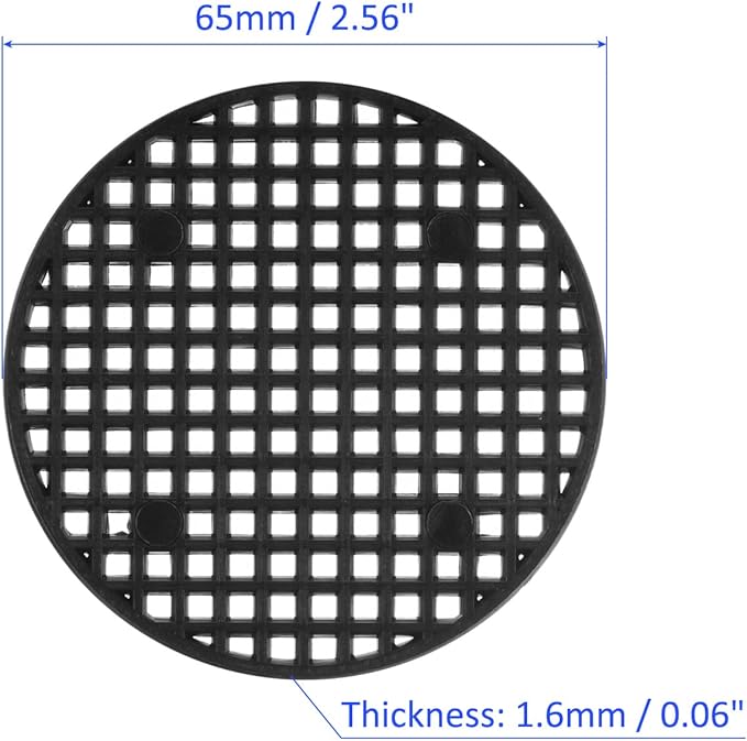 50 Pack Plant Pot Hole Mesh Pads - Round Rigid Bonsai Flowerpot Drainage Grid Screen Apply to Outdoor/Garden (6.5cm/2.5 Inch, Black)