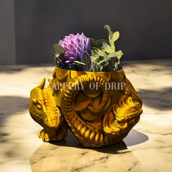 Sleeping Dragon Planter Vase - Gardening and Plant Lover Gifts | Witchy and Cottagecore Home Decor Piece for Succulents or Zen Garden | Medieval Boho Flower Pot with Drainage Holes (Gold)