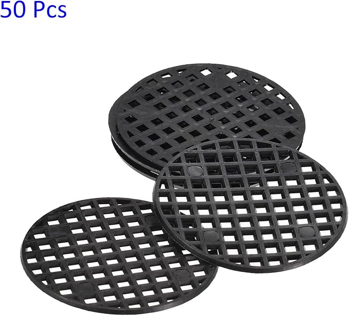 50 Pack Plant Pot Hole Mesh Pads - Round Rigid Bonsai Flowerpot Drainage Grid Screen Apply to Outdoor/Garden (4.5cm/1.8 Inch, Black)