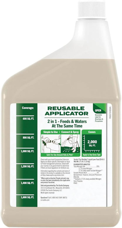 Scotts Turf Builder Liquid Lawn Food Refill, Lawn Fertilizer for Any Grass Type, 29-0-3, 32 fl. oz.