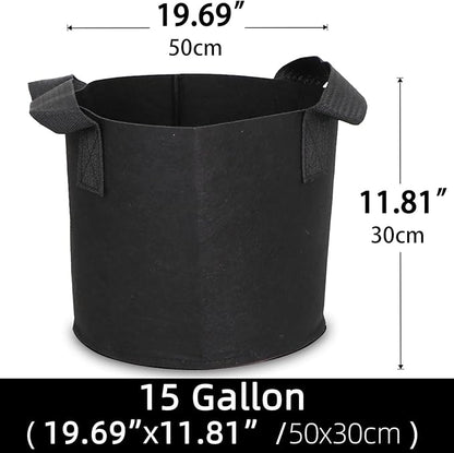 Grow Bags,Growing Pot Bags Garden Grow Bag Indoor Outdoor Fabric Aeration Plant Pot Container Flower Vegetable Pouch (Black,15Gallon)