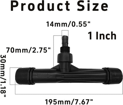 2Pcs 1 Inch Venturi Fertilizer Injector, Black Plastic Irrigation Mixer Tube, Agricultural Water System Device for Garden Farm Lawn