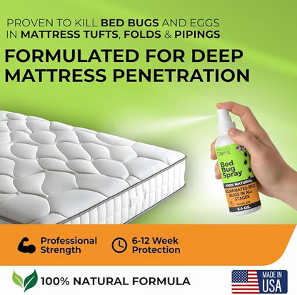 Nature's Dome Bed Bug Spray – 100% Kill Rate, Natural Bed Bug & Mite Killer, Destroys Eggs, Kills Resistant Strains, Long-Lasting Protection, Safe for Home Use (3.4 Fl Oz (Pack of 1))