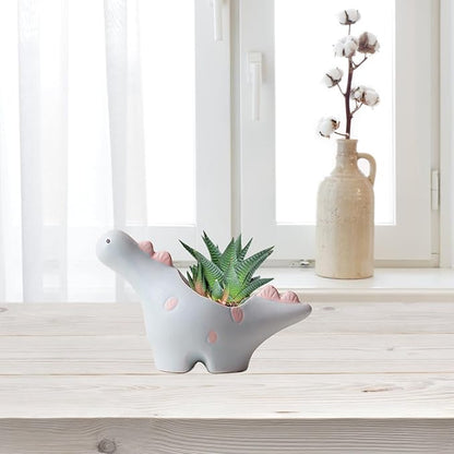 HVEST Dinosaur Shaped Planter, Cute Funny Blue Animal Dinosaur Succulent Cactus Plant Pots for Family Friends, Mini Dinosaur Ceramic Planters for Indoor Home Office Garden Desktop Decoration