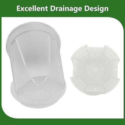 Clear Nursery Pots for Plants with Drainage Holes, 4/5/6/7 Inch Transparent Plastic Plant Pots, 8 Pack Reusable Garden Seed Starter Pots with Trays and 10 Plant Labels for Succulents, Herbs, Cactus