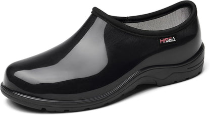 HISEA Waterproof Garden Shoe for Women Outdoor Slip-On Garden Clogs Rubber Rain Boots Short Ankle Booties Rain Shoes with Comfort Insole