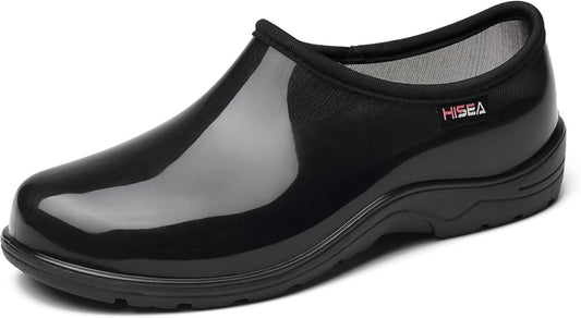 HISEA Waterproof Garden Shoe for Women Outdoor Slip-On Garden Clogs Rubber Rain Boots Short Ankle Booties Rain Shoes with Comfort Insole