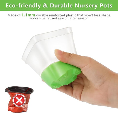Sckee Clear Nursery Pots for Plants,30 Packs Seed Starting Pots 3.1 inch Plastic Plant Pot Seedling Pots with Drainage Holes Plant Nursery Pots with Silicone Base Seed Starting Pot