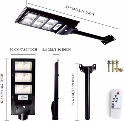 2 Pack Solar Street Light Outdoor with Motion Sensor, 10000LM Dusk to Dawn Solar Flood Lights IP66 Waterproof LED Security Light for Parking Lot, Yard, Street, Basketball Court