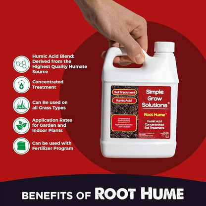 Raw Organic Soil Conditioner- Root Hume- Simple Grow Solutions- Natural Plant & Lawn Treatment- Nutrient Food Enhancer- Concentrated Liquid Humic - Grass, Tomatoes, Citrus, Flowers, Vegetables