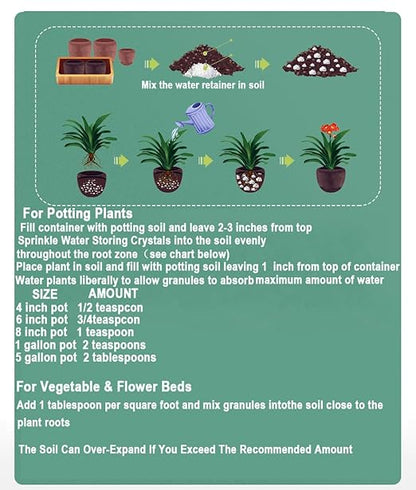 Water Storing Crystals for Plants Water Gel Helps Prevent Over and Underwatering in Outdoor and Indoor Plants Small Water Storing Polymer Crystals Keeps The Soil Moist (5 Pound)