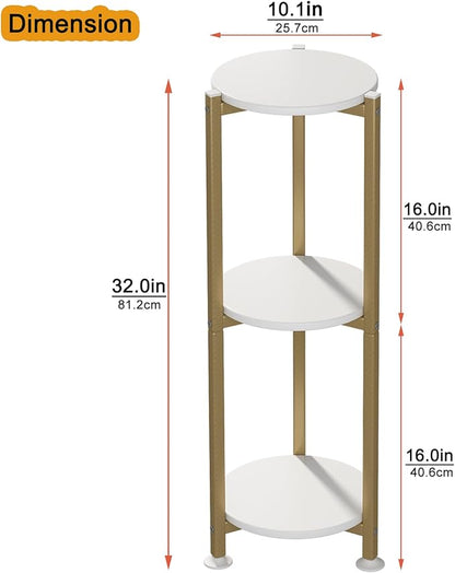 Plant Stand Indoor Outdoor 2 Tier Tall Metal Corner Storage Tiered Plant Shelf Holder Multiple for Living Room Balcony Garden,Black (3 Tier-Gold Round)