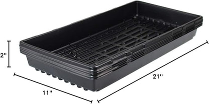 9GreenBox 5 Pack of Durable Black Plastic Growing Trays (with Holes) 21" x 11" x 2" - Planting Seedlings, Flowers, Wheatgrass