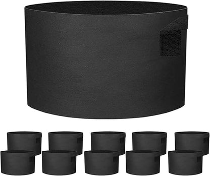 10 Pack 15 Gallon Grow Bags - Black Breathable Fabric Pots Heavy Duty Aeration Fabric Pots Thickened Nonwoven Fabric Pots Plant Grow Bags with Handle