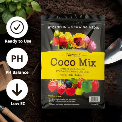 Potting Soil Mix 10 Quarts Envelor Indoor Plants Soil for Outdoor Plants 0.34 Cubic Feet Potting Mix Hydrated Coco Coir Mix for Plants Ready to Use Natural Plant Top Soil