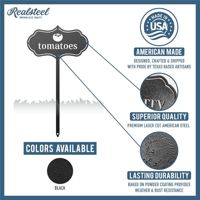 RealSteel - Seed & Plant Markers - Indoor/Outdoor Herb Garden Stakes - Elegant Fruit/Vegetable Seed Labels - Durable Plant Tags for Pots - Classy Design for Farmhouse/Greenhouse (Chives)
