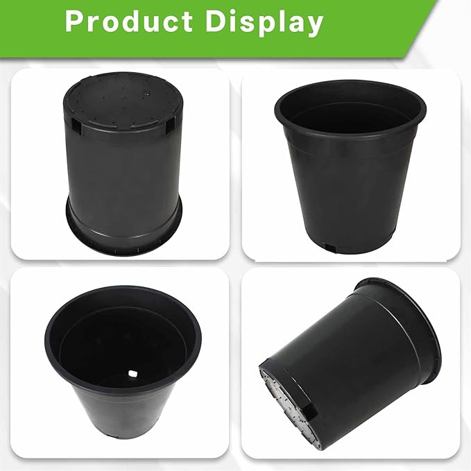 10 Packs 5 Gallon Flexible Nursery Pot Plastic Gallon Pots for Plants Suitable for Indoor and Outdoor