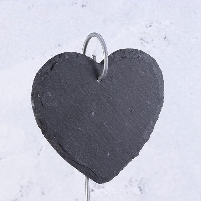 GANAZONO Plant Labels for Outdoor Garden Slate Garden Signs Heart Shaped Reusable Garden Chalkboard Labels Plant Markers Nursery Garden Labels 3 Pcs 10cm