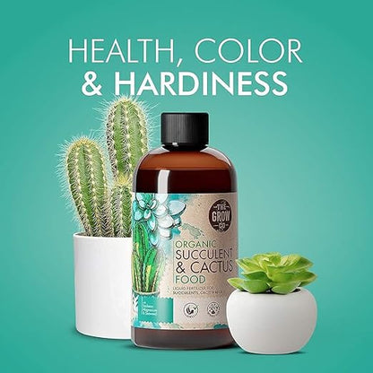Organic Succulent & Cactus Plant Food - Gentle Liquid Fertilizer Nutrients for Aloe Vera and Other Common Indoor and Outdoor Succulents & Cacti (8 oz)