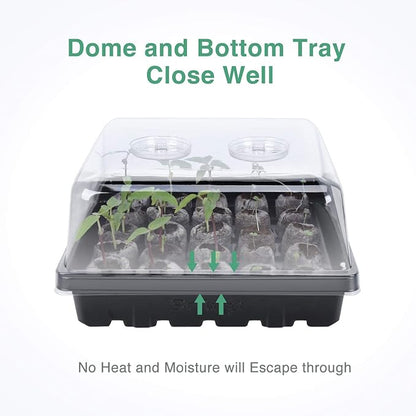 SOLIGT [Thick Plastic] 4 Set Strong Seed Starter Tray with 4" Humidity Dome and Pellet Holder for 100 Jiffy 30mm, 36mm & 42mm Peat Pellets, Seed Starting, Germinating Propagating, Pellet Not Included