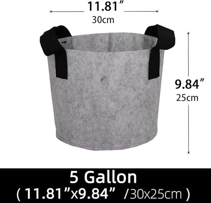 Grow Bags,Growing Pot Bags Garden Grow Bag Indoor Outdoor Fabric Aeration Plant Pot Container Flower Vegetable Pouch (Light Gray,5 Gallon)