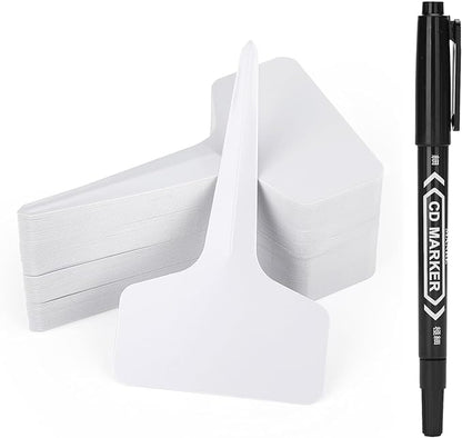 KINGLAKE Plant Labels 4 Inch - 200Pcs Plastic Plant Tags Markers T-Type Garden Labels Waterproof with Permanent Marking Pen for Seedlings Indoor Outdoor Garden Nursery Greenhouse