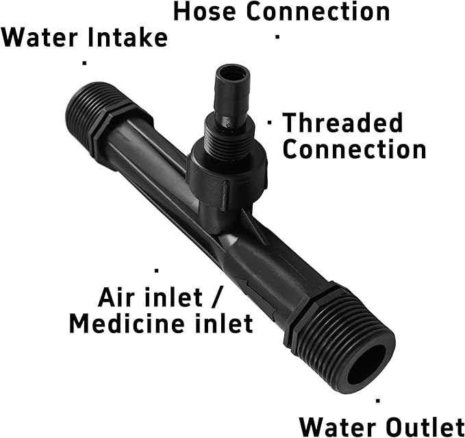 2Pcs 1 Inch Venturi Fertilizer Injector, Black Plastic Irrigation Mixer Tube, Agricultural Water System Device for Garden Farm Lawn