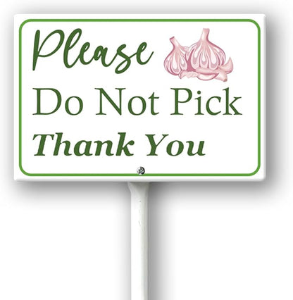 Boylee (8X12) IN Please Do Not Pick Garlic Thank You Yard Sign With Stake Rustproof Aluminum Fruit Vegetable Signs Stand for Home Orchard Garden Outdoor Decoration