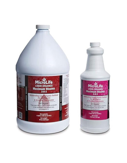 MicroLife Maximum Blooms (3-8-3) Professional Grade Organic Liquid Fertilizer Concentrate for All Flowers and Anything That Blooms, 1 Quart
