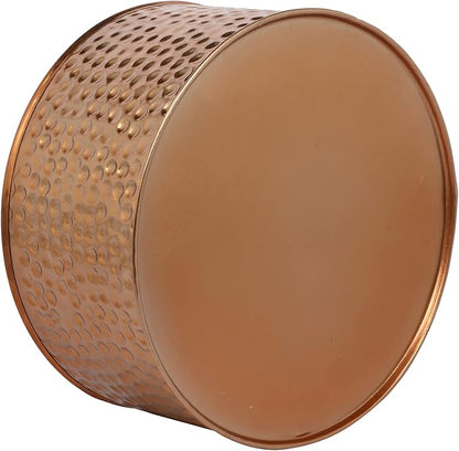 MyGift Modern Hammered Copper Tone Planter Pot, 8 and 10 Inch Metal Round Plant Container with Matte Black Wire Stand, Set of 2 - Handcrafted in India