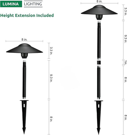 Lumina Lighting® 4W Landscape Lighting 12V Landscape Lights Low Voltage Landscape Path Lights Warm White Waterproof Outdoor Replaceable G4 LED Bulb for Garden Pathway Lawn Yard (Black) (8-Pack)