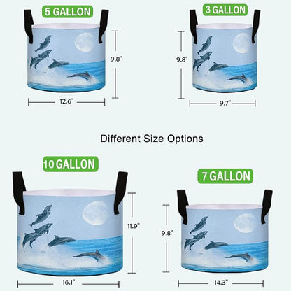 10 Gallon Jumping Outer Water Dolphins Breathable Grow Bag Heavy Duty Planter Pot Containers with Handles for Potato Tomato Fruits Flowers Vegetables