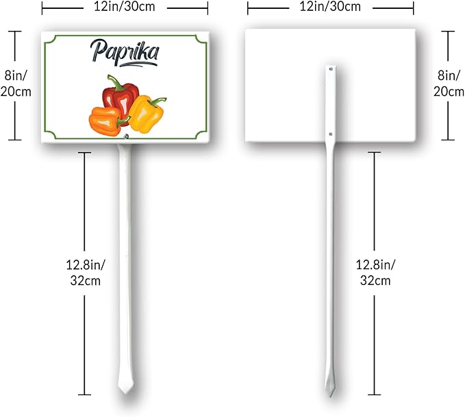 Boylee Paprika Red Aluminum Garden Signs 8x12inch for Vegetables, Herbs, Flowers & Potted Plants with Stake & Mounting Hardware