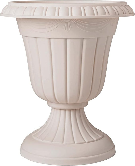 Arcadia Garden Products PL00TP Classic Traditional Plastic Urn Planter, 16" x 18", Taupe