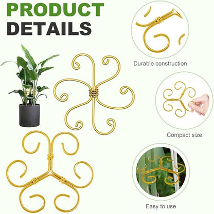 Plant Stem Support Set, 2025 New Reusable Plastic Climbing Plant Support Plant Trellis 3/6 Pcs, Upgrade Climbing Houseplant Support Stakes for Indoor Plants Stem Holder (6, Green)